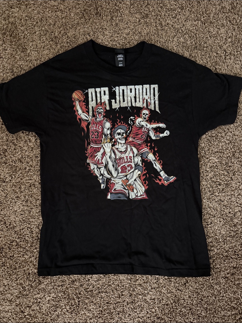 Jordan Men’s Black Graphic Tee - Bulls Skull Design